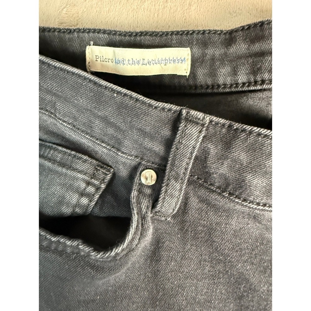Pilcro Jeans Women 30 Black Excellent Studded Ruffle Hem Crop Anthropologie - Picture 3 of 9